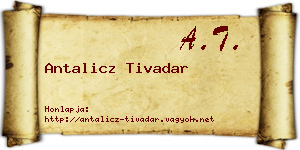Antalicz Tivadar névjegykártya