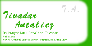 tivadar antalicz business card